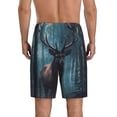 thumbnail image 5 of Cauagu Mystical Forest Elk Print Pajama Bottoms for Men Sleep Pajama Shorts Elastic Waistband Sleep Pajama Short Men's PJ Shorts -Large, 5 of 6