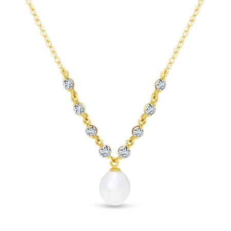 Galaxy Gold 14K Solid Gold Natural Aquamarine Drop Necklace for Women - Yellow Gold Fine Jewelry