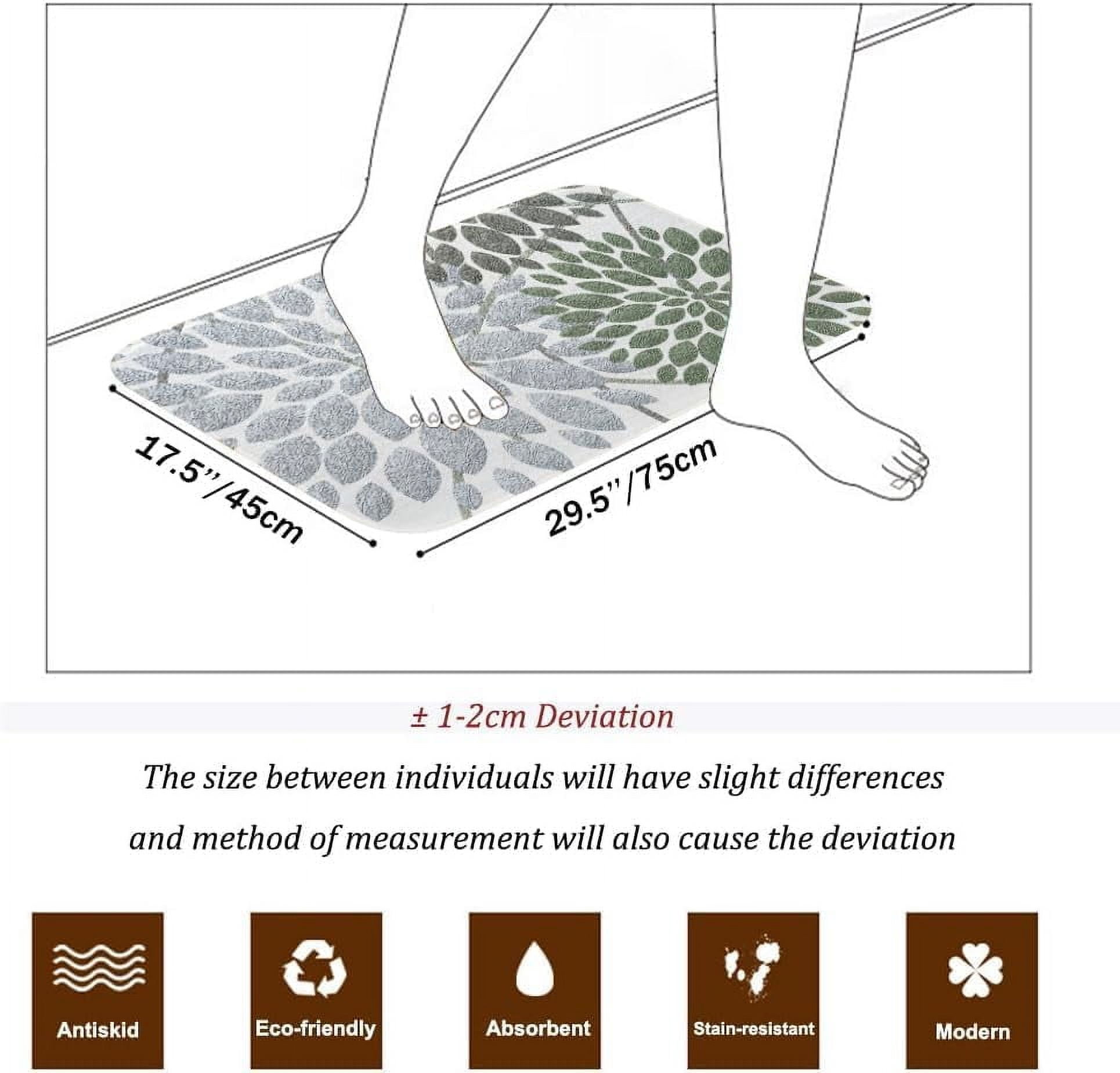 Dahlia Bathroom Rug Bath Mat Green Gray Boho Floral Art Non Slip Doormat Water Absorbent Small Area Rugs Carpet Thick Plush Door Mats Kitchen Bathtub Shower Floor Mats, 17.5 x 29.5 Inch