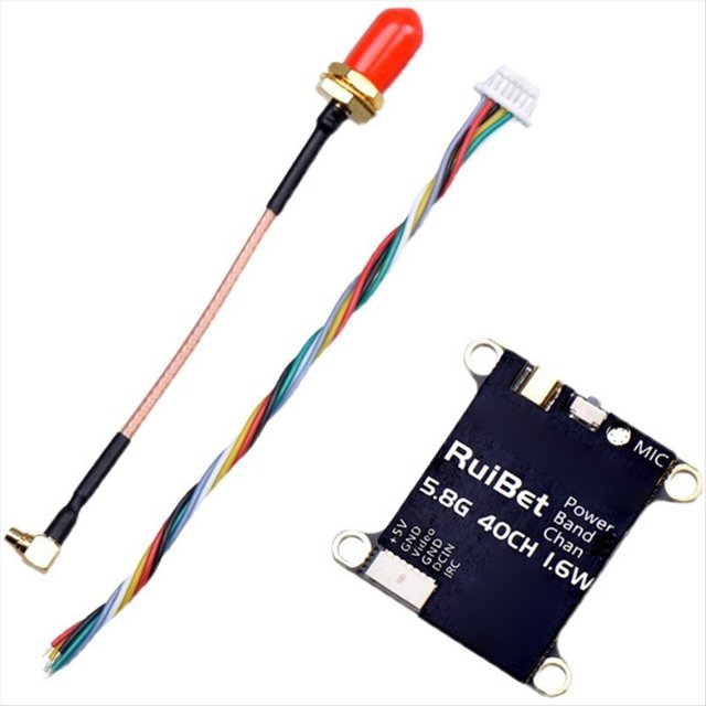 -3016W 5.8G 1.6W 40CH Ajustable 5 Velocidades Potencia Ajustable VTX Micrófono Incorporado 2-6S para RC FPV Drone
