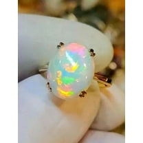 Womens Solitaire Engagement Ring 14K Yellow Gold Plated Silver Fire Opal 3Ct Oval Cut