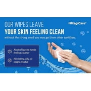 MagiCare Hand Sanitizer Wipes, Unscented, 75% Alcohol, Large Wipes - 10 Travel Packs (20ct Each, 200ct) - Travel Bag, Car, Camping
