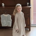thumbnail image 4 of Landzoo One Elegant Knit Sweater Dress For Girls Long Sleeve Soft Comfortable Mid Length Casual Party Wear Toddler Kids Outfit With Classic Design Beautiful Cute Cozy Girl's Dress 5-6 Years, 4 of 6