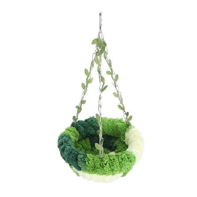 Cama Hamaca Para Loros Con Diseño De Hojas, Columpio De Nido De Pájaro De Lana Coral Colgante En Jaula Verde Para Nido Para Dormir De Loros