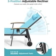 thumbnail image 6 of Set of 2 Aluminum Chaise Lounge Chair Wheels Armrests, 5-Position Patio Pool Chair 400lb,Blue, 6 of 8