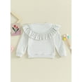 thumbnail image 4 of Bslissey Toddler Baby Girls Ruffle Sweatshirts Solid Color Crew Neck Hoodie Infant Long Sleeve Loose Pullovers Tops 9M 12M 18M 24M 3T 4T Kids Spring Fall Casual Clothes, 4 of 9