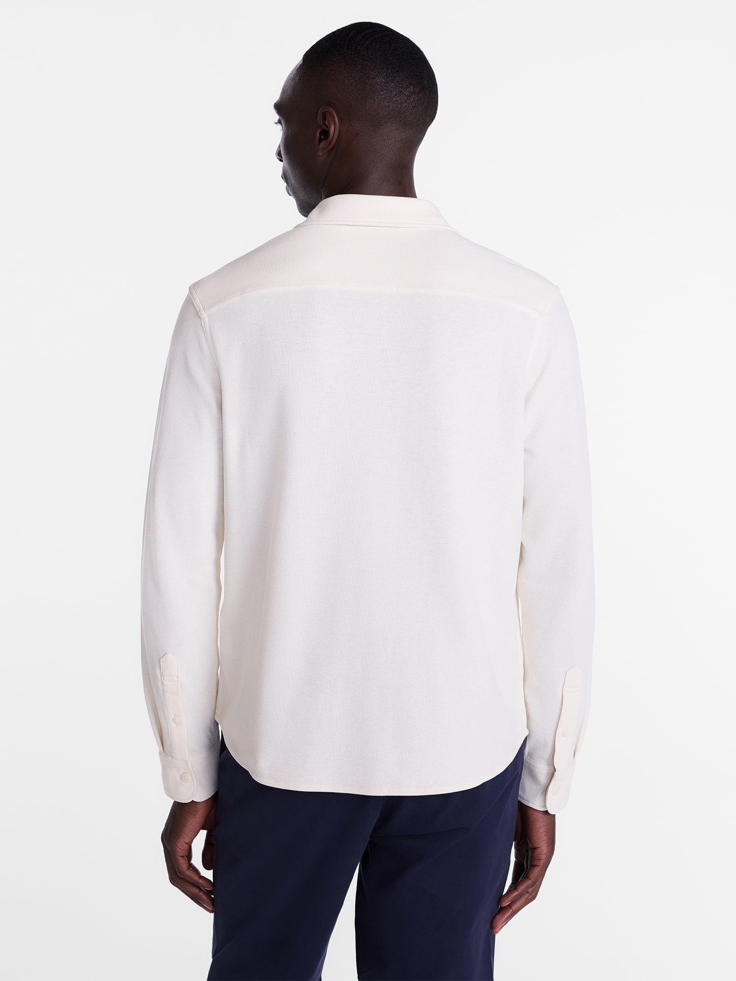 George Men's Waffle Knit Shirt with Long Sleeves, Sizes S-5XB