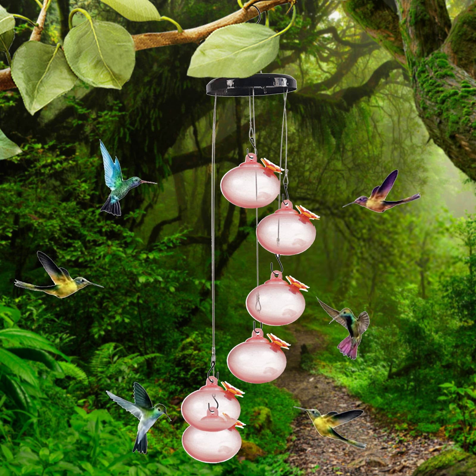 Hummingbird Feeders For Outdoors 2024 New Wind Chimes Hummingbird Feeders For Garden Yard Patio Decoration