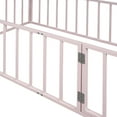 thumbnail image 5 of Twin Size Floor Bed for Kids, Montessori Floor Bed with Fence Rails and Door, Metal Playhouse Bed Frame for Boys & Girls, Pink, 5 of 9