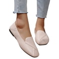 thumbnail image 3 of NOKIO Leisure Women's Four Seasons Solid Color Non Slip Flat Square Toe Breathable Slip On Lazy Shoes Women's Flats Shoes Comfortable PU Leather Slip on Shoes for Women, 3 of 6