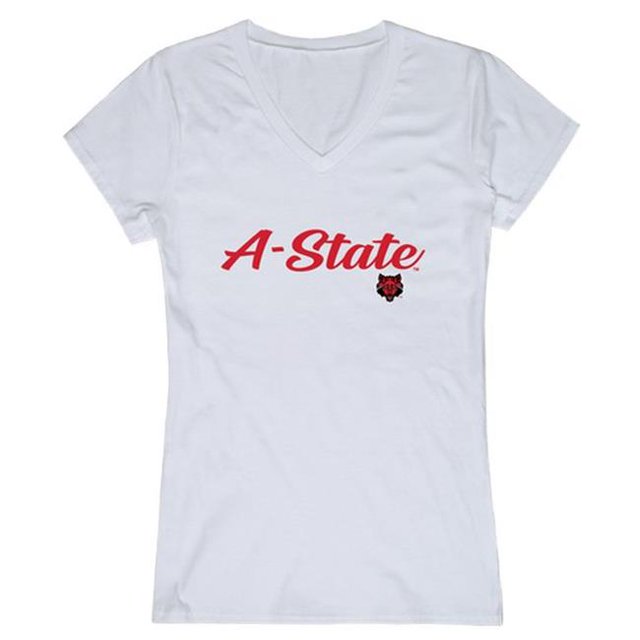 W Republic 555-211-WHT-02 T-Shirt Script pour Femmes Arkansas State Red Wolves, Blanc - Moyen