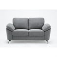 thumbnail image 2 of Nel 64 Inch Loveseat with Soft Gray Linen- Chrome Metal Legs- Solid Wood, 2 of 6