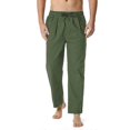thumbnail image 1 of KAIYANG Pantalones de yoga para playa, holgados, ligeros, con cordón y cintura elástica, de lino, para hombre, color verde, talla 2-XL, 1 of 5