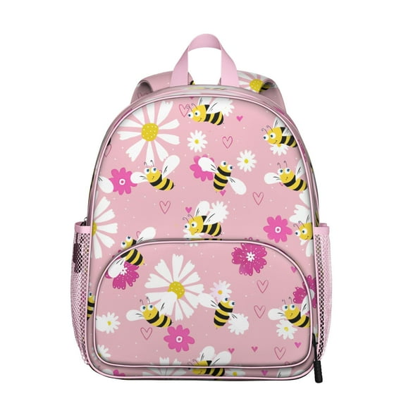 Honeybee Lover Student Backpack – Artistic Bee Print Design With Cute Bumble Bee Cartoon Pattern And Honeycomb Yellow Hive