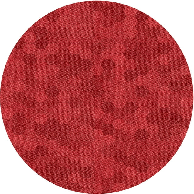 Ahgly Company Tapis d'Intérieur Rond Lavable en Machine Rouge Transitionnel, 7 Pieds Rond