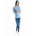 thumbnail image 3 of Blusa Maternidad Mezclilla Cómoda Ropa Embarazo Blusa Mujer Casual Manga Ajustable Bolsas Color Azul Claro, 3 of 4