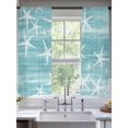 thumbnail image 2 of Sea Stars Sheer Curtains 63 Inch Long 2 Panels, Summer Beach Sea Stars Teal Texture Light Filtering Rod Pocket Curtains, Sheer Voile Drapes for Living Room Bedroom, 52"x63", 2 of 8