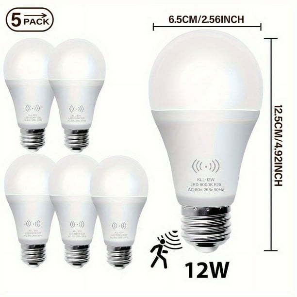 JUNWELL 5PACK Keso Motion Sensor Bulb 12W(equal To 100W) Motion
