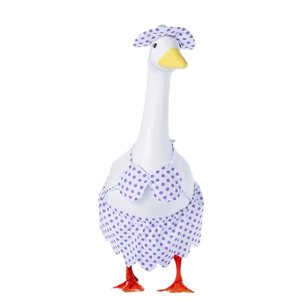 Disfraces de ganso para porche Set de decoración de jardín – Disfraces divertidos para estatuas de ganso de hormigón – Patio exterior Adornos para jardín Ropa – Tela resistente a la intemperie