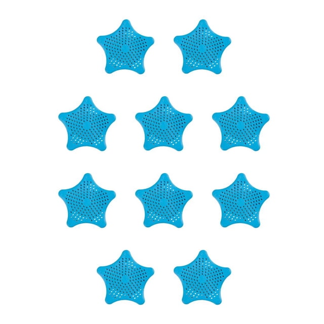 Cateissary Reemplazo del filtro del fregadero de silicona Color sólido Linda forma de estrella Drenaje decorativo del piso del inodoro con Azul 10piezas