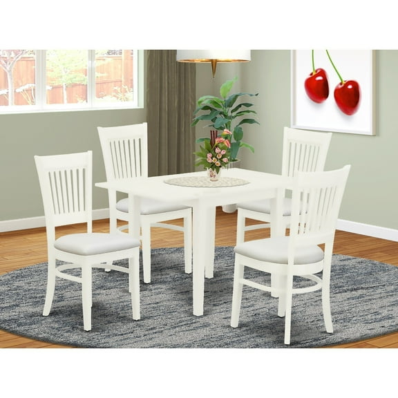 French Country 5-Piece Dinette Set - Linen White Table & Chairs - Modern Dining Room Set