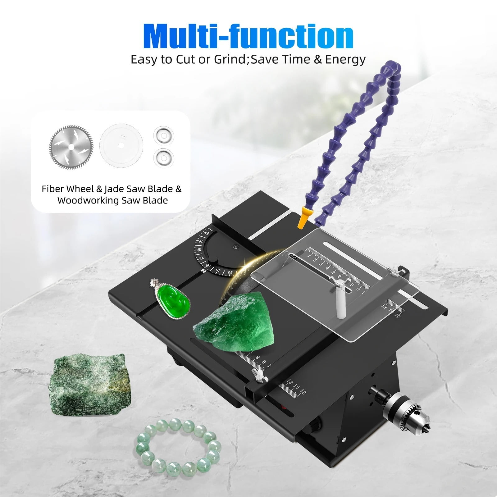 Gemstonestone Faceting Cutting Carving Polishing Machine, 7-Speed Multi-functional Gemstonestone Jade Grinder Polisher Kit Machine Bench Grinder