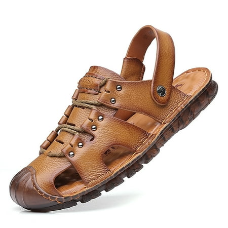 

Leather Casual Shoes For Men High Quality Classic Men Sandals Summer Outdoor Walking Men Sneakers Breathable Men Sandals A5