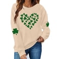 thumbnail image 2 of Besolor Chandail en Molleton pour Femmes St Patricks Day Trèfle Imprimé Manches Longues Pull Décontracté Col Rond Graphique, 2 of 5