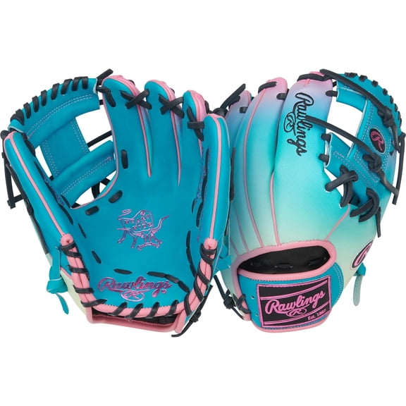 Rawlings | Heart of The Hide Baseball Glove | Funburst Series | Right Hand Throw | 11.5" | Infield | Pro I-Web | Teal/Pink/Black