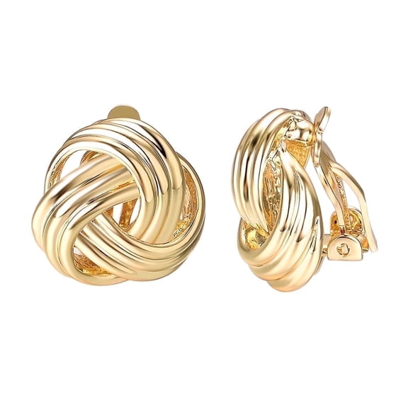 Yoursfs Gold Love Knot Clip on Earrings for Women Gold Plated Clip ons Non Pierce Earring