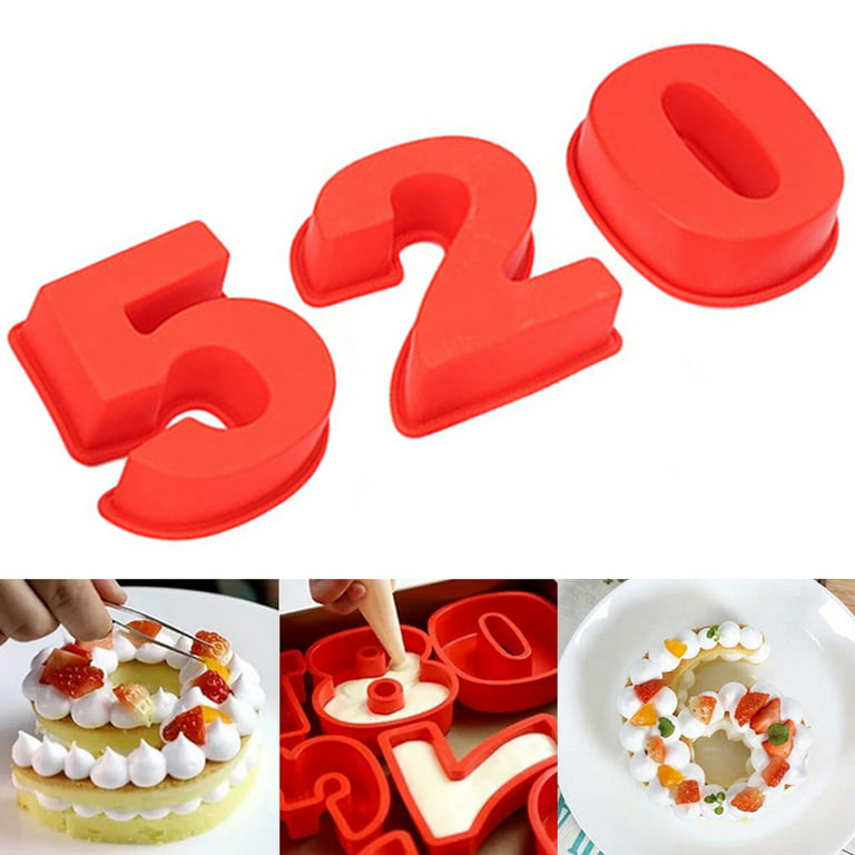 PARTYON Large 3D Numbers Cake Molds Silicone Baking Pans for Birthday and  Anniversary, Liquid Silicone Baking Molds Numbers for Cakes BPA Free,  Number
