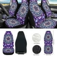 thumbnail image 2 of Yuyamidu Purple Car Front Seat Covers Set of 12 Boho Flower Blossom Steering Wheel Cover Seatbelt Cushion Pads Center Console Cover Trash Bin Air Vent Bag Rearview Mirror Cover Cup Holders Keychain, 2 of 7