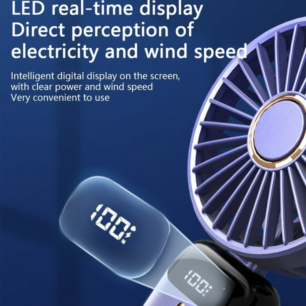 JANREAY Mini Ventilateur USB Portable 3000mAh – 5 Vitesses – Pliable – Bleu