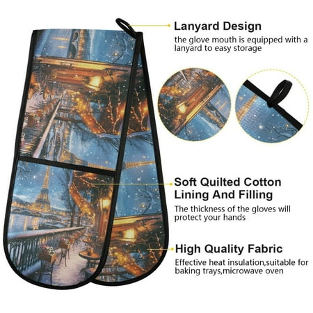 

BZSMCE Oven Mitts Eiffel Evening Elegance Creative Pattern Resistant Kitchen Gloves