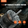 thumbnail image 2 of BENTISM 1/2HP Furnace Blower Motor 208-230V 2.7A 1075RPM 5 Speeds CW/CCW Rotation TEST, 2 of 9