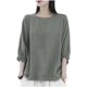 thumbnail image 1 of Camiseta de Cuello Redondo de Manga de Encaje de Color Sólido de Cinco Cuartos para las Mujeres, Camisetas de Manga de Encaje para las Mujeres Casual de Moda Primavera Verano, 1 of 7