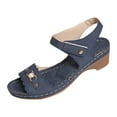 thumbnail image 2 of Viluyesy Women's Low Heels Sandals, Open Toe Soft Sole Ankle Strap Summer Casual Comfortable Shoes Dark Blue, 2 of 4