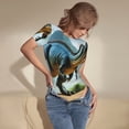 thumbnail image 3 of Fotbe Lake Forest Dinosaur A Body de Mujer con Cuello Redondo y Mangas Cortas, Sin Mangas Ajustado, Suave, Cómodo y Básico-Large, 3 of 7
