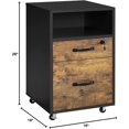 thumbnail image 2 of REKHH File Cabinet, Under Desk Vertical Cabinet With 2 Drawers and Open Compartment, Printer Stand with Lockable Wheels for A4 Letter Size Hangable File Folders for Home Office(Black Rustic Brown), 2 of 8