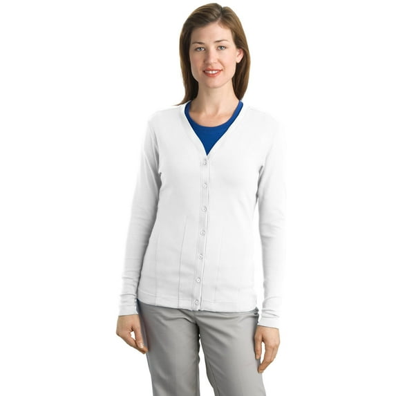 Port Authority L515 Ladies Modern Cardigan - White - Medium