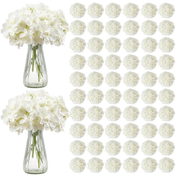 VEVOR 205 Pcs Artificial Silk Hydrangea Flowers 9.8 In Bouquet Arrangement White