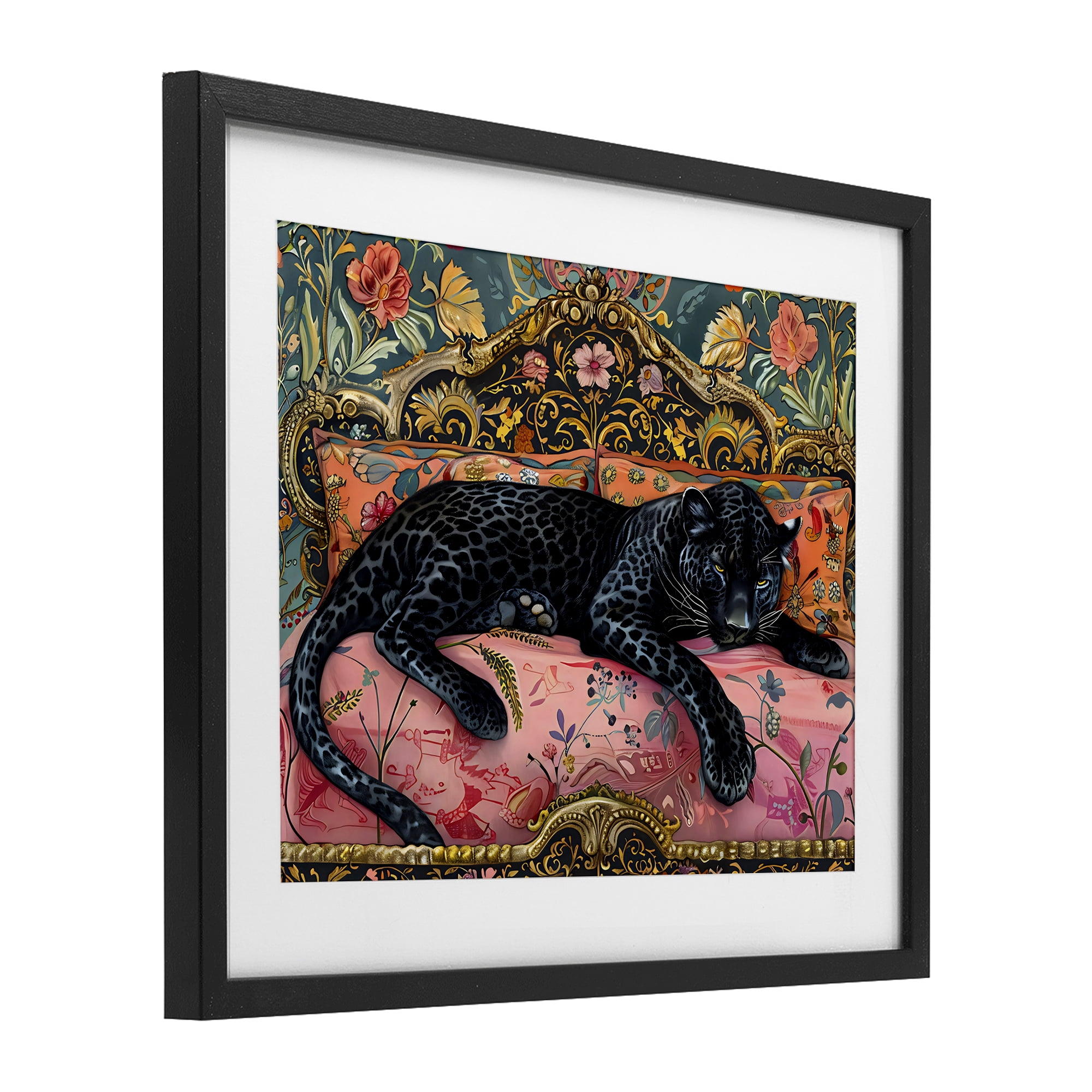 Stupell Industries Lazy Black Elegant Leopard Black Framed Print Under Glass, design by Creative Studio
