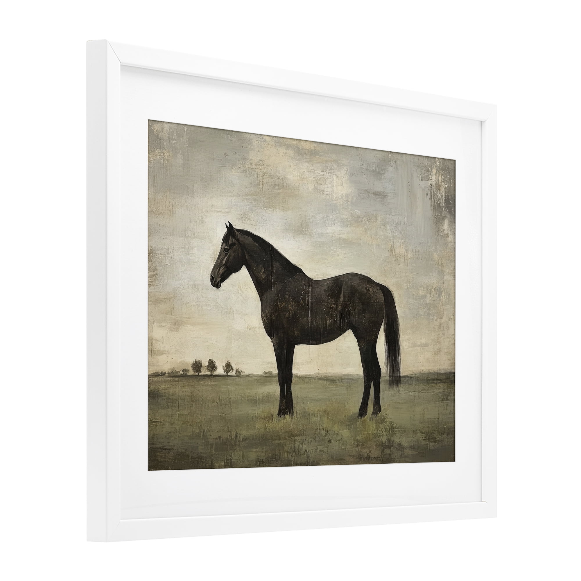 Stupell Industries Distressed Horse Portrait White Framed Print Under Glass, design by Petal Prints Design