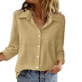 thumbnail image 2 of SYMOID Womens Khaki Long Sleeve Button Down Shirt - Wrinkle Free Breathable Casual Blouse for Office,Size 2XL, 2 of 5