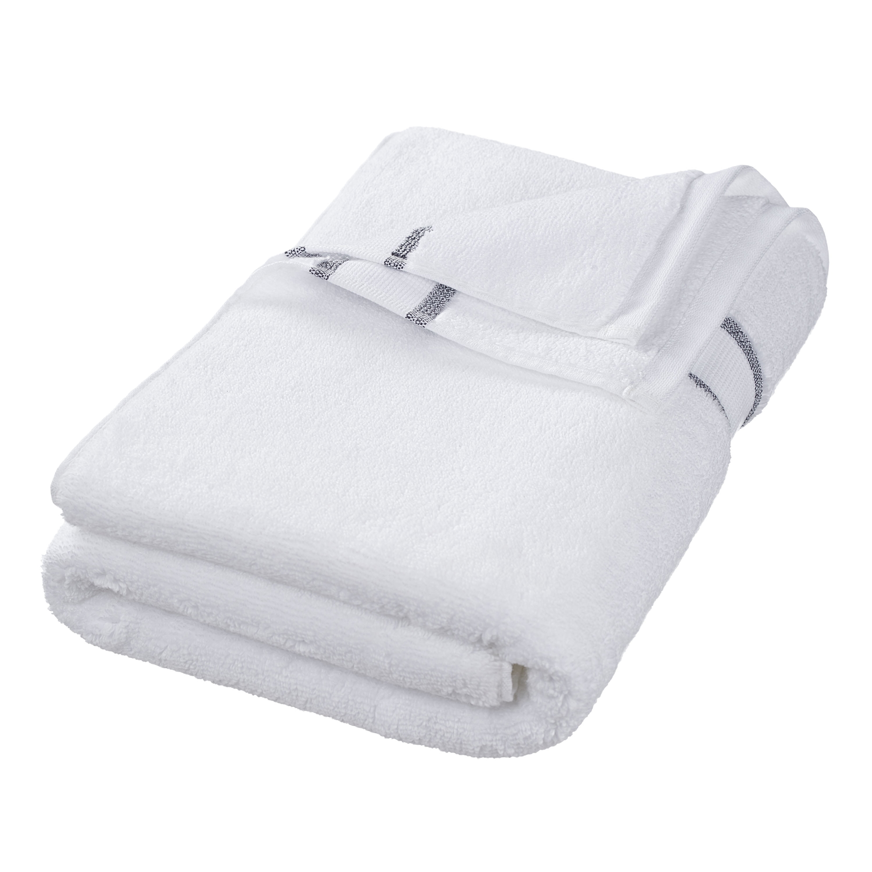 Hotel Style 6-Piece Egyptian Cotton Striped Bath Coordinate Towel Set, Charcoal Sky