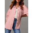 thumbnail image 7 of Women's Cable Knit Lightweight Long Sleeve Casual Oversized Button Down Shirt, 7 of 7
