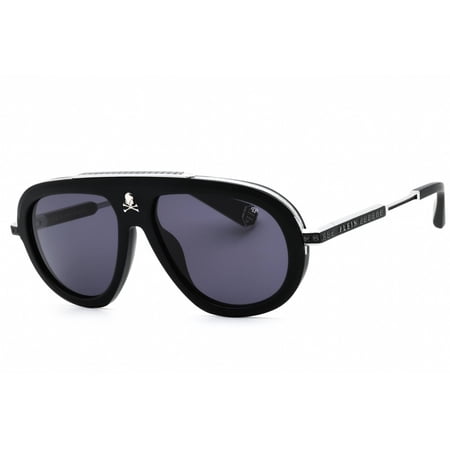 Philipp Plein SPP151W 0703 57mm Aviator Sunglasses for Men's Matte Black/Silver