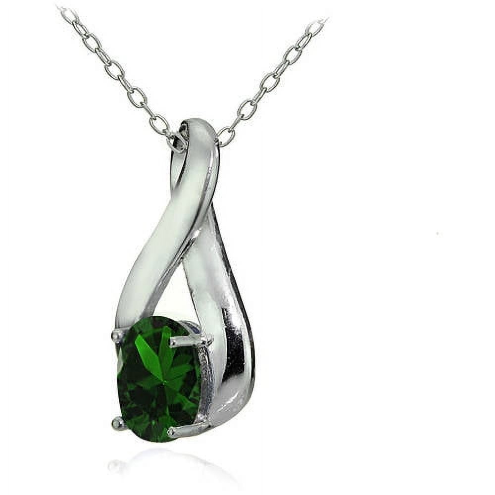 Created Emerald Sterling Silver Polished Infinity Necklace