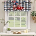 thumbnail image 2 of Independence Day Curtain Valances for Windows, Kitchen Valance Window Treatments Panel 2 Pack, Patriotic Flag Day Red Truck Black Plaid Rod Pocket Short Curtains for Bathroom Bedroom 60 x 18 Inch, 2 of 8