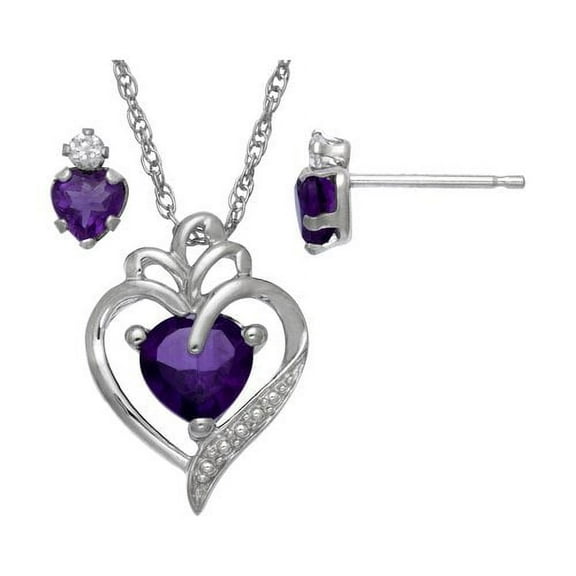 Brilliance Fine Jewelry Simulated Amethyst and Cubic Zirconia Set in Sterling Silver